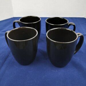 Set of 4 Corning Corelle Black Coffee Mugs – Vintage Stoneware Cups